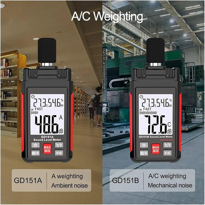 مقياس مستوى الصوت الرقمي Gd151b جهاز مراقبة الديسيبل المحمول لقياس الضوضاء 30-130 ديسيبل - Image 4