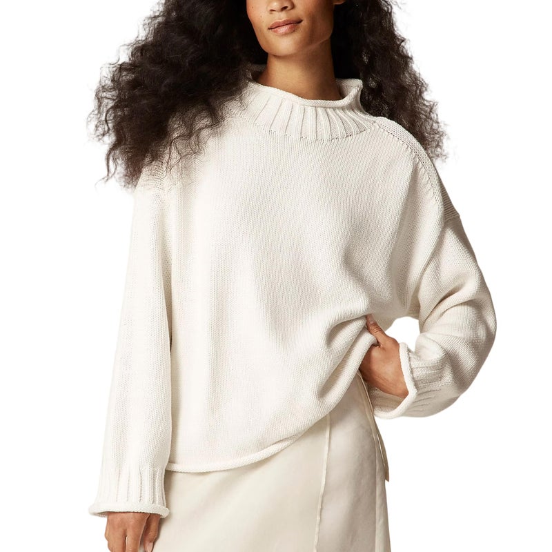 Maohao Women's Oversized Roll Neck Sweater Long Sleeve Chunky Knit Pullover Cozy Fall Winter Tops Casual Loose Knitwear(Ivory,S) - Image 1