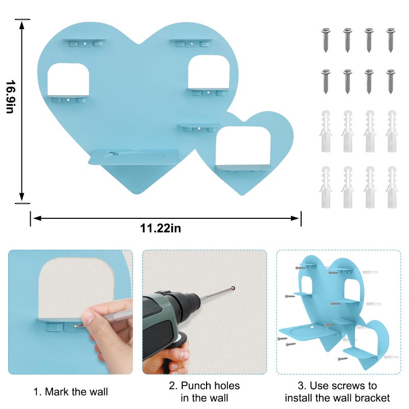 Riuog Metal Bracket for Toniebox,Floating Shelf for Tonies Figures 15-20pcs Storage,Wall Mounted Brackets for Toniebox Player,Children's Room Decorations and Gifts (Blue) - Image 4