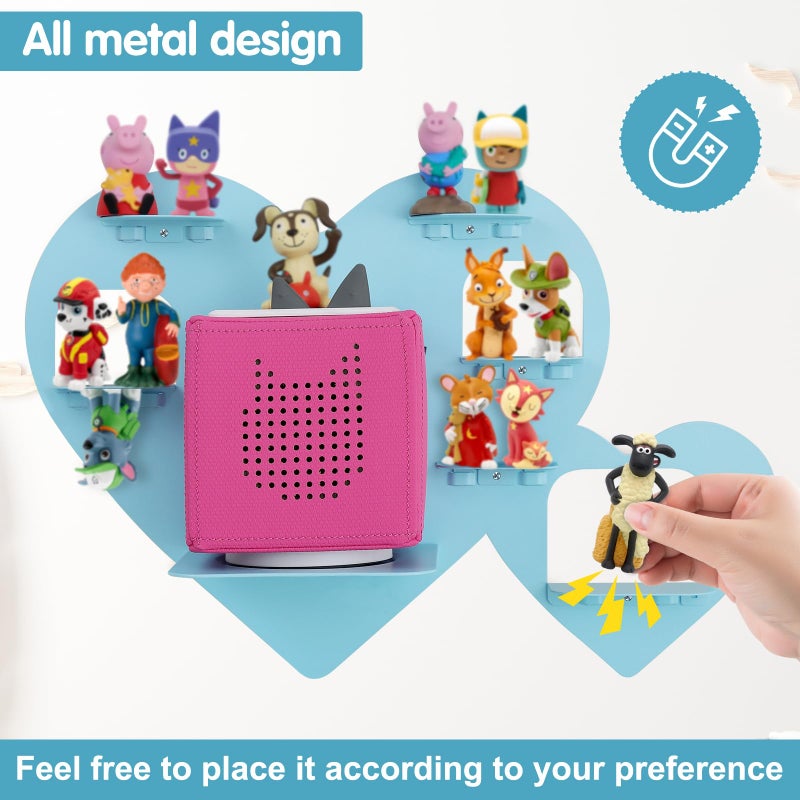 Riuog Metal Bracket for Toniebox,Floating Shelf for Tonies Figures 15-20pcs Storage,Wall Mounted Brackets for Toniebox Player,Children's Room Decorations and Gifts (Blue) - Image 2