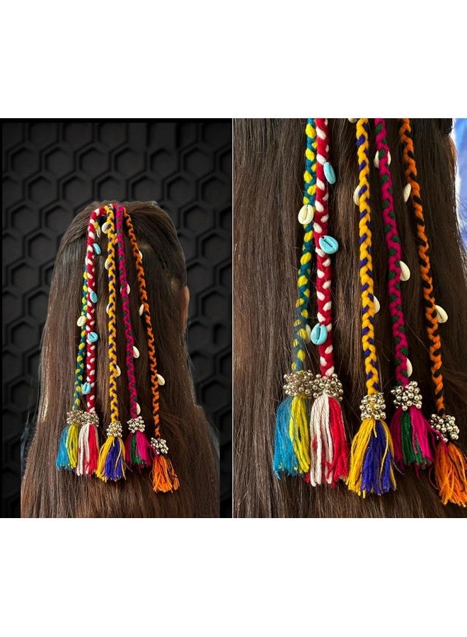 ZenCart زين كارت® 1 قطعة ضفائر شعر مظهر نافراتري مع أربطة مطاطية للفتيات والنساء، إكسسوار شعر للأسلوب اليومي وضفائر بألوان قوس قزح | أسلوب بوهو شيك (متعدد الألوان) - Image 4
