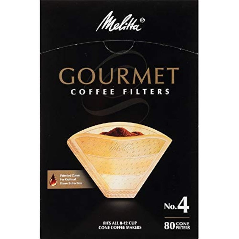 Melitta Melitta 4 Gourmet Cone Coffee Filters Unbleached Natural Brown 80 Total Filters Count