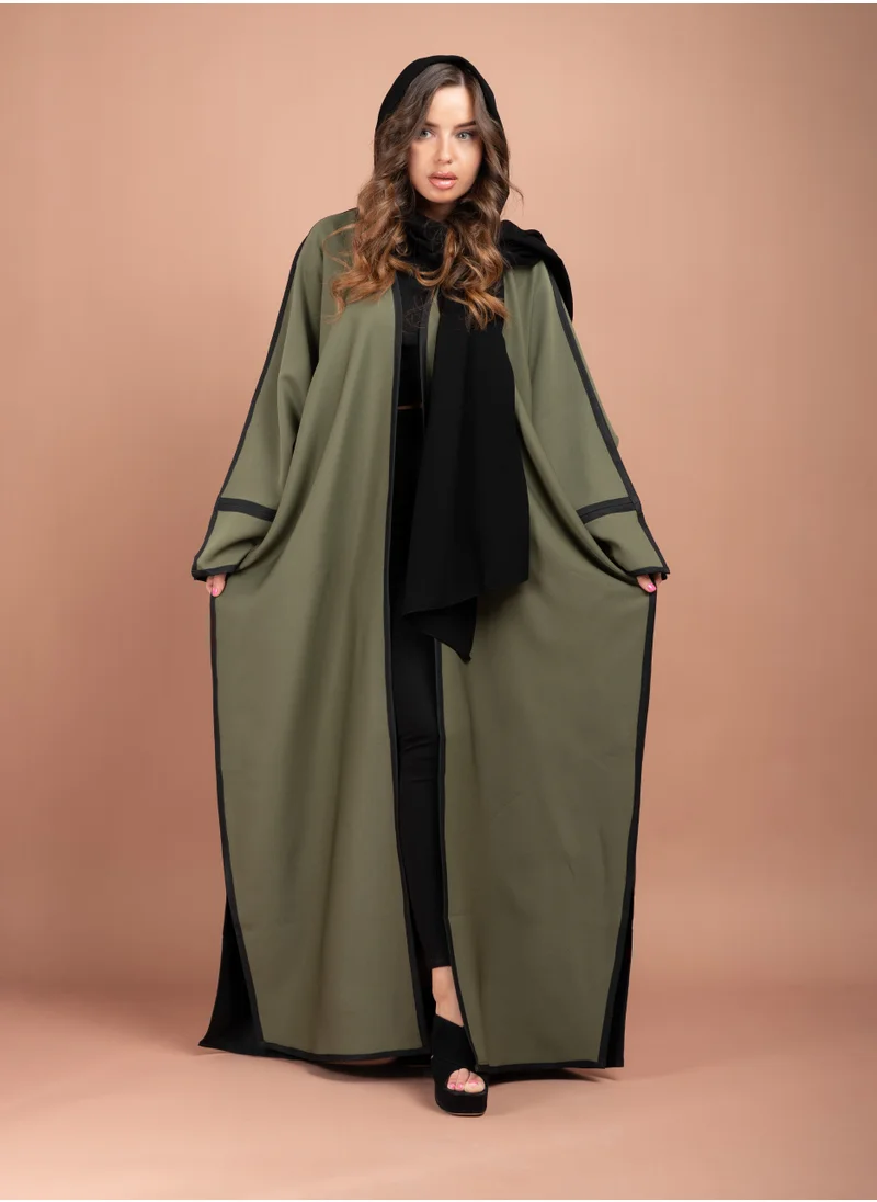 IKKXA Formal Colored Emirati Abaya AIK5062 Green