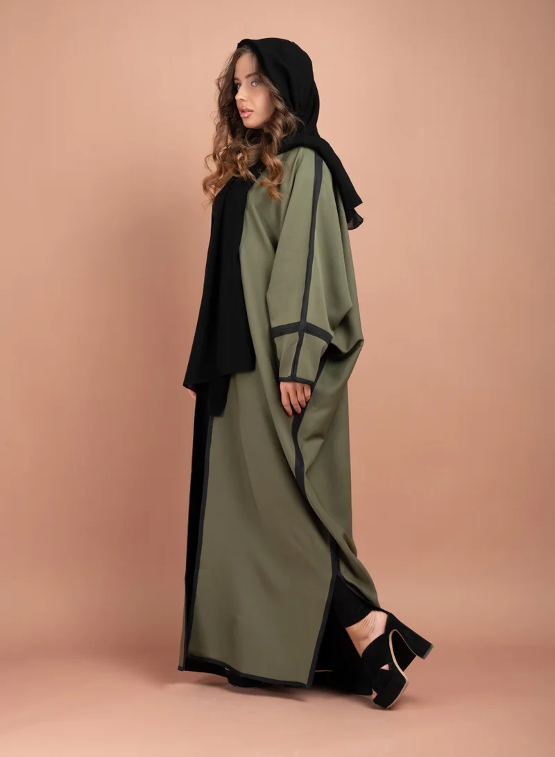 IKKXA Formal Colored Emirati Abaya AIK5062 Green