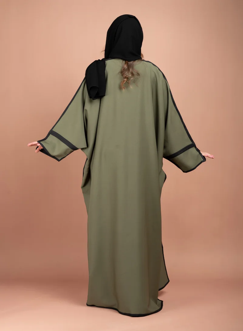 IKKXA Formal Colored Emirati Abaya AIK5062 Green