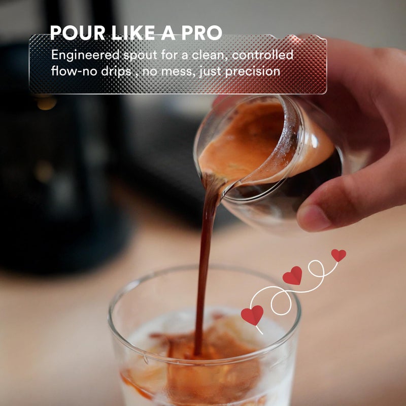 ovalware Espresso Pouring Glass Set of 2 | Double-Wall 2.7oz/80ml Shot Measuring Cup | Heat Protective Comfort | Oval Measurement Dots for Ristretto and Espresso | Drip-Free Precision Spout - Image 4