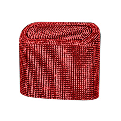 idain Sparkly Car Trash Car,Hanging Garbage Can with Lid Bling Rhinestone Trash Bin,Litter Container for Vehicle,Office,Home (Red) - Image 3