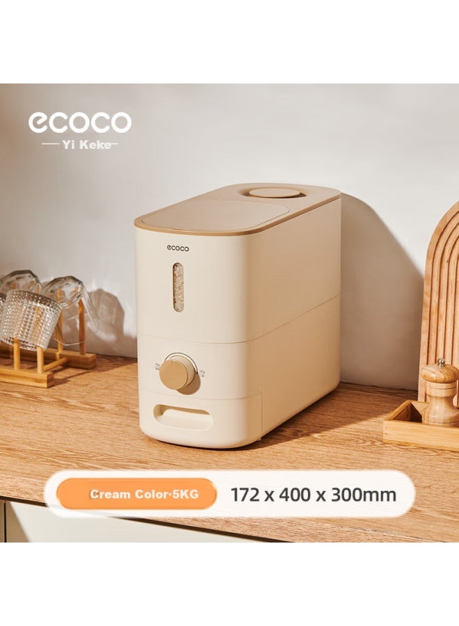 Ecoco Italian Cocoa Ecoco Cocoa Rice Barrel Household Rice Barrel Sealed Insect-proof Moisture-proof Rice Box Rice Storage Container Rice Can Storage Box E24205 Yellow - Image 1
