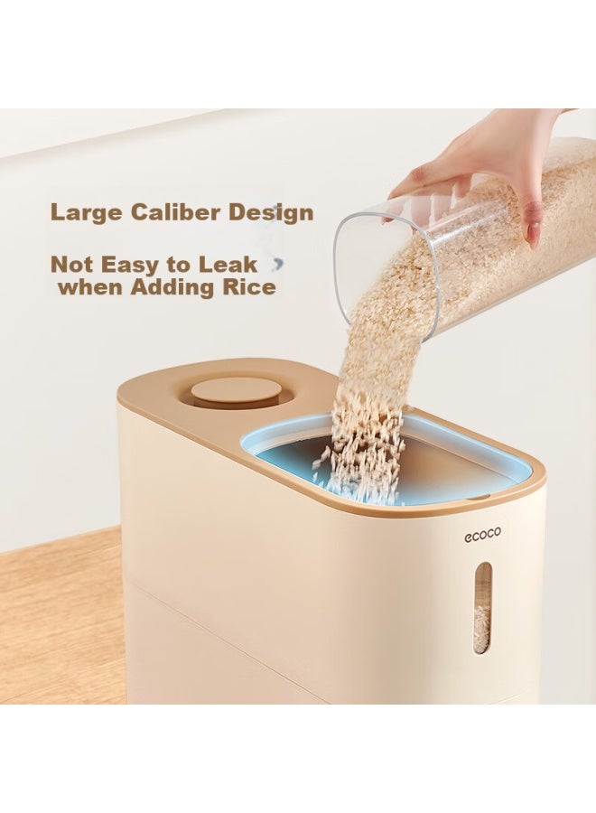 Ecoco Italian Cocoa Ecoco Cocoa Rice Barrel Household Rice Barrel Sealed Insect-proof Moisture-proof Rice Box Rice Storage Container Rice Can Storage Box E24205 Yellow - Image 5