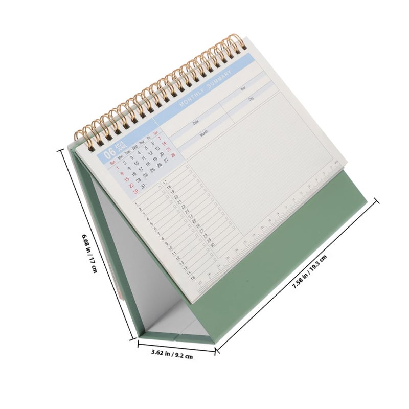 Green Medium Paper Flip Desk Calendar With Metal Coil Binding For Office Home Teacher Desk Organizer - Image 3