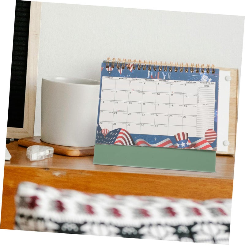 Green Medium Paper Flip Desk Calendar With Metal Coil Binding For Office Home Teacher Desk Organizer - Image 5
