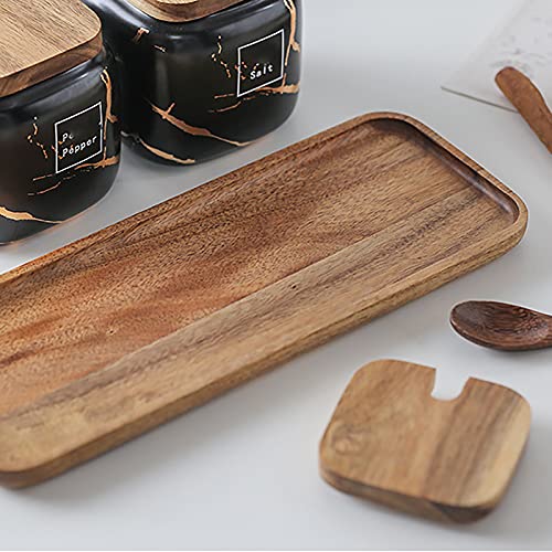 JFFLYIT 2 Sets of Marble Ceramic Sugar Bowl Ceramic Seasoning Jars with Wooden Lid and Wooden Spoon(Black and White) - Image 4