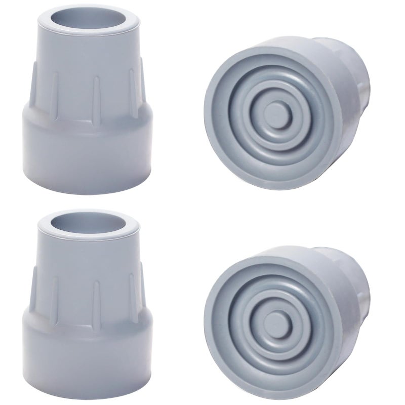 Crutch Tips 4 Pack 1 inch Heavy Duty Rubber Crutch Tips Replacement Rubber Cane Tips for Walkers Commodes Shower Chairs Canes Leg Gray