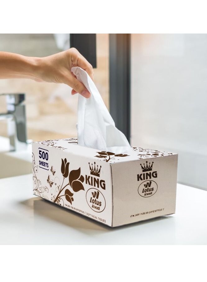 Lotus Alwadi King lotus Alwadi Soft Facial Tissues, 500 Tissues per Box (2,000 Pulls Total), 4 Large Boxes, 2-Ply Packaging - Image 2