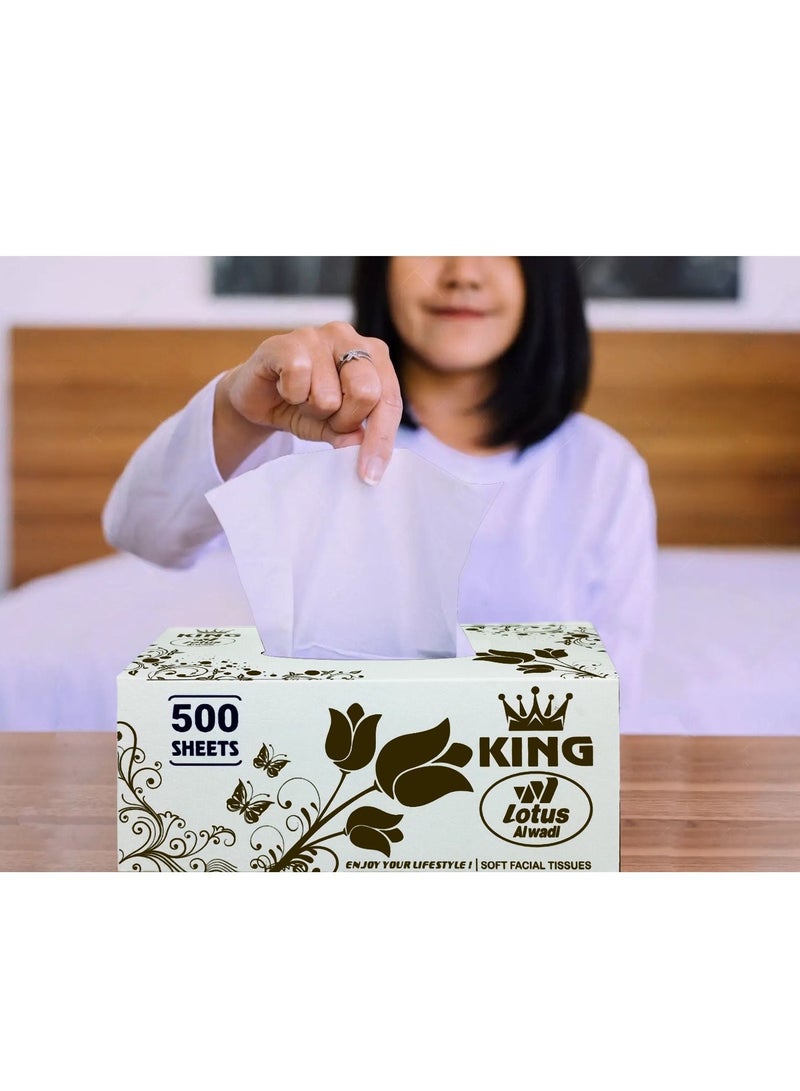 Lotus Alwadi King lotus Alwadi Soft Facial Tissues, 500 Tissues per Box (2,000 Pulls Total), 4 Large Boxes, 2-Ply Packaging - Image 3