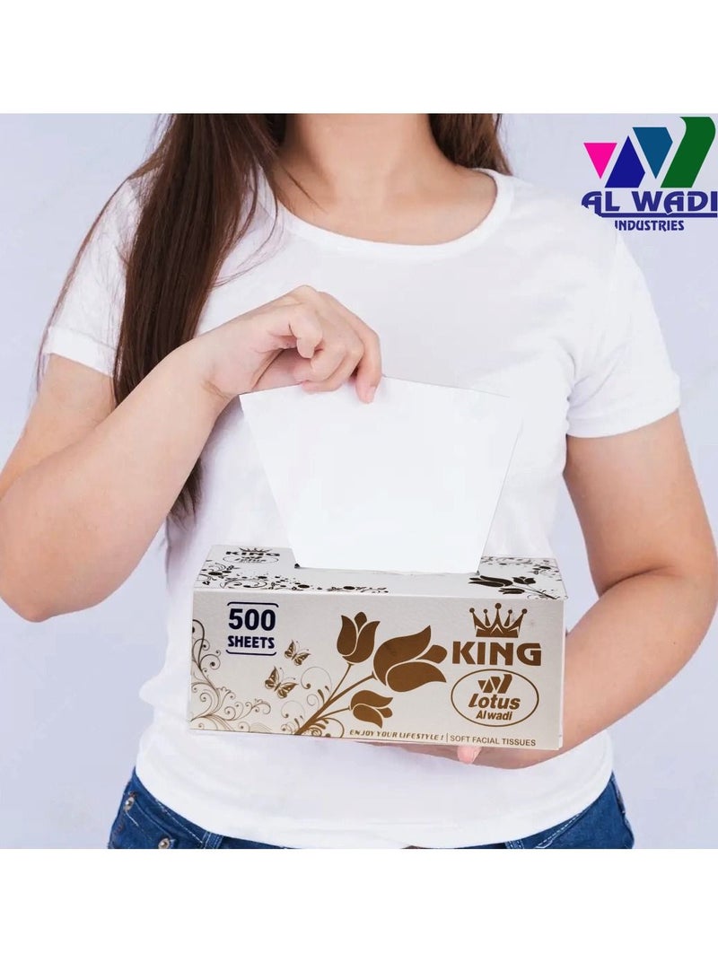 Lotus Alwadi King lotus Alwadi Soft Facial Tissues, 500 Tissues per Box (2,000 Pulls Total), 4 Large Boxes, 2-Ply Packaging - Image 5