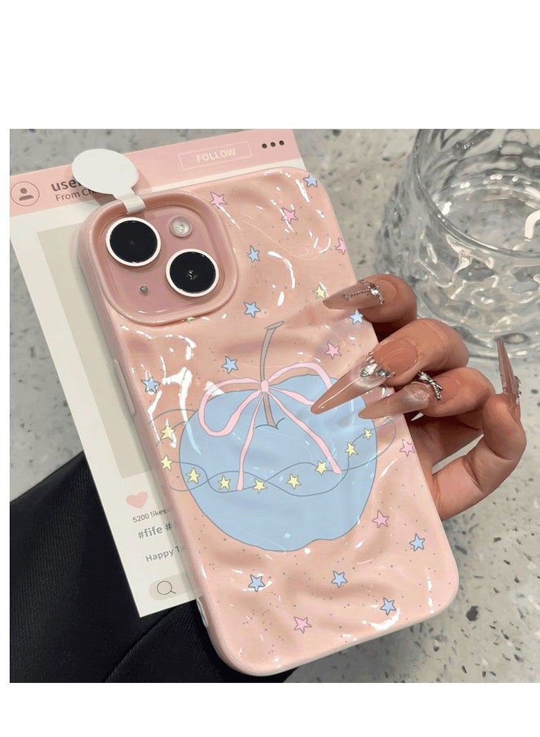 NIBEMINENT Star Blue Apple Protective TPU Case Cover For IPhone 16 Plus, Pink