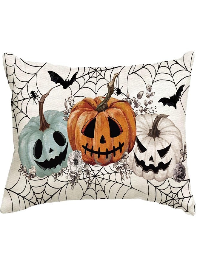 Baccessor Halloween Pillow Cover 12x20 Inch, Pumpkins Bats Spider Web Lumbar Pillow Case Halloween Decor for Cushion Sofa Couch Indoor Outdoor Decoration 1 Piece - Image 1