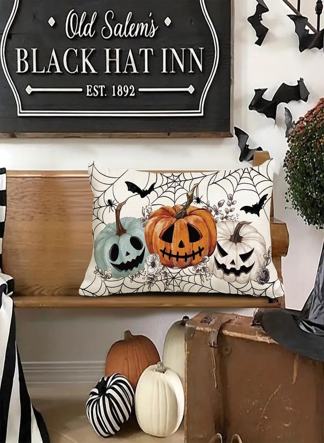Baccessor Halloween Pillow Cover 12x20 Inch, Pumpkins Bats Spider Web Lumbar Pillow Case Halloween Decor for Cushion Sofa Couch Indoor Outdoor Decoration 1 Piece - Image 2