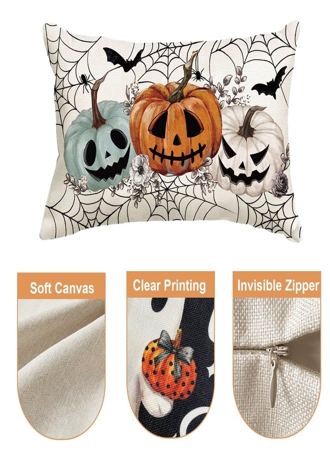 Baccessor Halloween Pillow Cover 12x20 Inch, Pumpkins Bats Spider Web Lumbar Pillow Case Halloween Decor for Cushion Sofa Couch Indoor Outdoor Decoration 1 Piece - Image 5