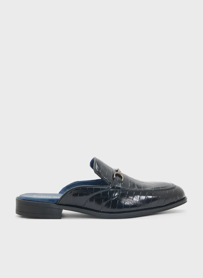 Robert Wood Emboss Detail Loafer Mules