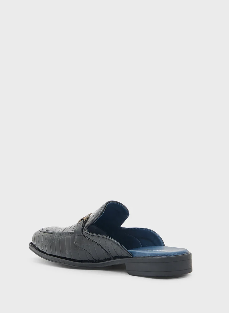 Robert Wood Emboss Detail Loafer Mules