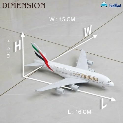FunBlast Diecast Aeroplane Scale Model - Airplane Miniature Model Only for Display, Size -16 Cm (A380-Emirates) - Image 3