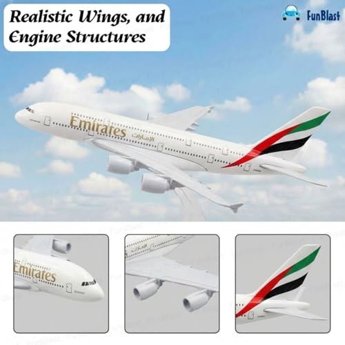 FunBlast Diecast Aeroplane Scale Model - Airplane Miniature Model Only for Display, Size -16 Cm (A380-Emirates) - Image 2