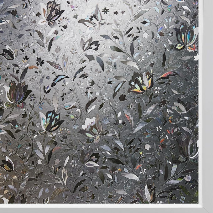 WINDOW FILM WINDOW PRIVACY FILM FROSTED VINYL GLASS COVERING STAINED GLASS DECORATIVE FILM STATIC WINDOW CLINGS NONADHESIVE GRAYISH BLACK 175 X 787 INCH