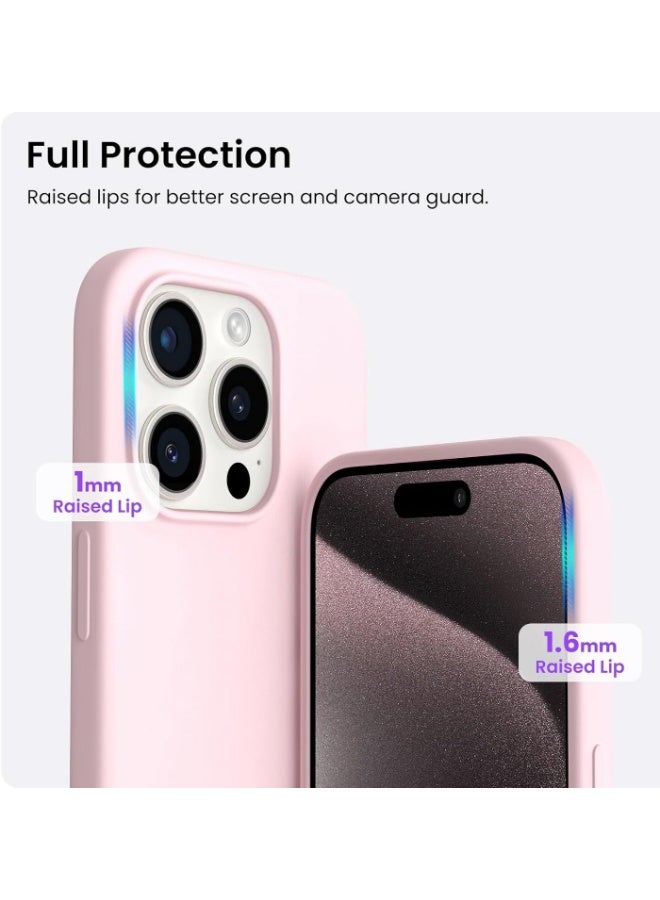 DUSALA iPhone 15 Pro Case,Magnetic Liquid Silicone Compatible with MagSAFE Charging Strong Grade Drop Tested,Soft,Shockproof Protective Fiber Lining,Full Protection Cover-Pink - Image 2