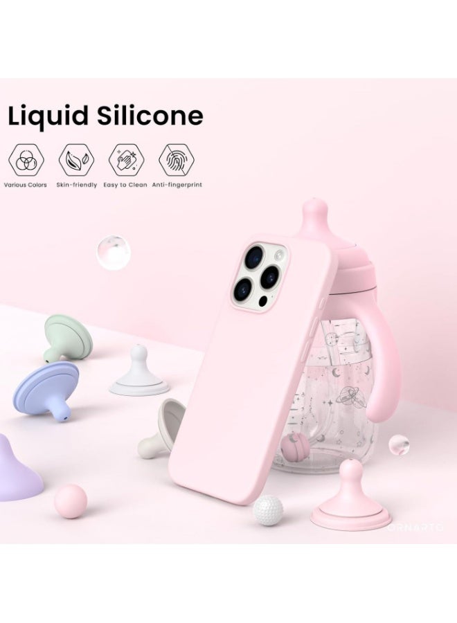 DUSALA iPhone 15 Pro Case,Magnetic Liquid Silicone Compatible with MagSAFE Charging Strong Grade Drop Tested,Soft,Shockproof Protective Fiber Lining,Full Protection Cover-Pink - Image 3