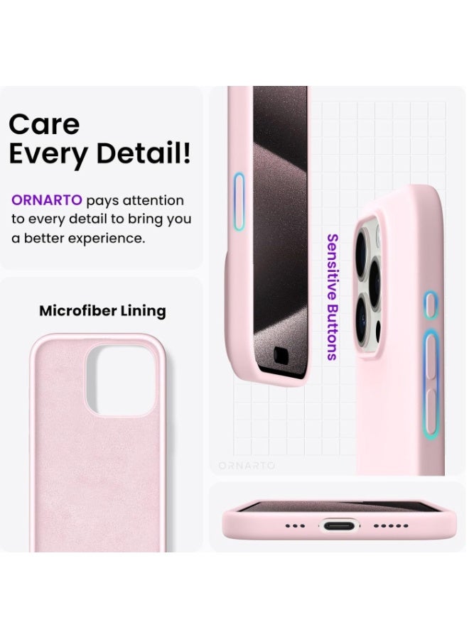 DUSALA iPhone 15 Pro Case,Magnetic Liquid Silicone Compatible with MagSAFE Charging Strong Grade Drop Tested,Soft,Shockproof Protective Fiber Lining,Full Protection Cover-Pink - Image 4