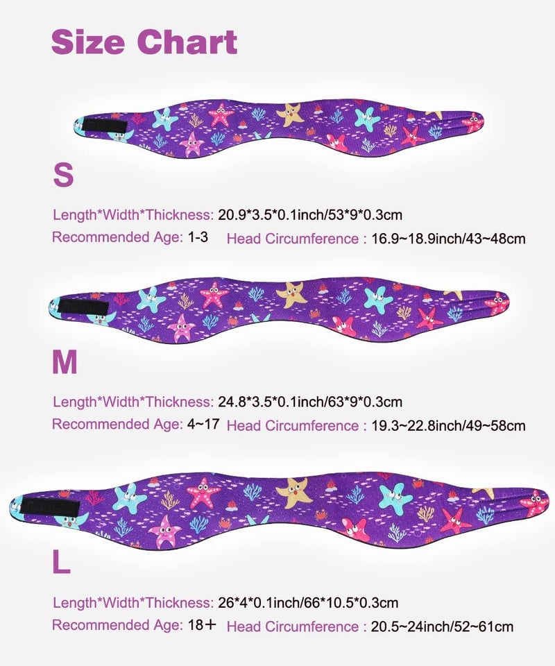 MoKo Lovely Kids Swimming Headband, Waterproof Ear Protection Band for Bathing, Ages 4-17, Purple Starfish - Image 3