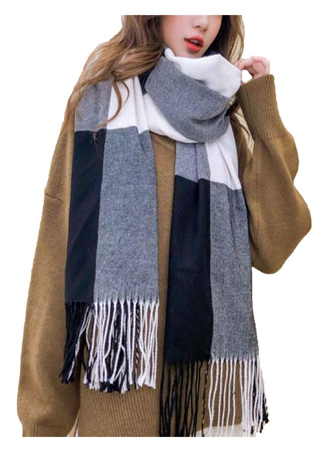 Wander Agio Women's Fashion Scarves Long Shawl Winter Thick Warm Knit Large Scarf Plaid Purple 14 - Image 5
