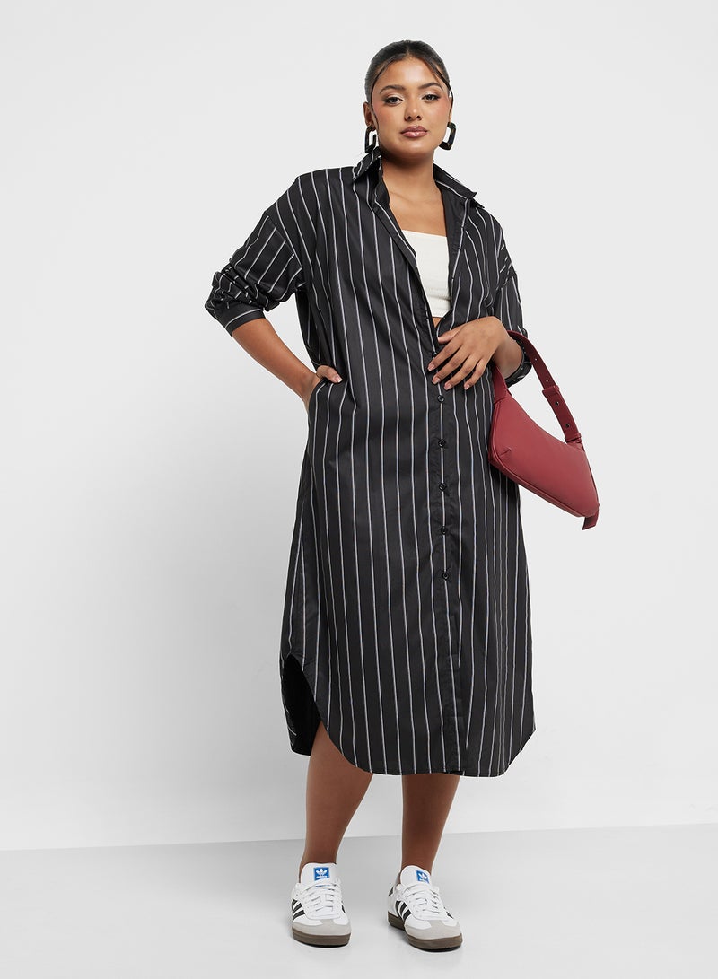 Ginger Plus Striped Shirt Midi Dress - Image 4