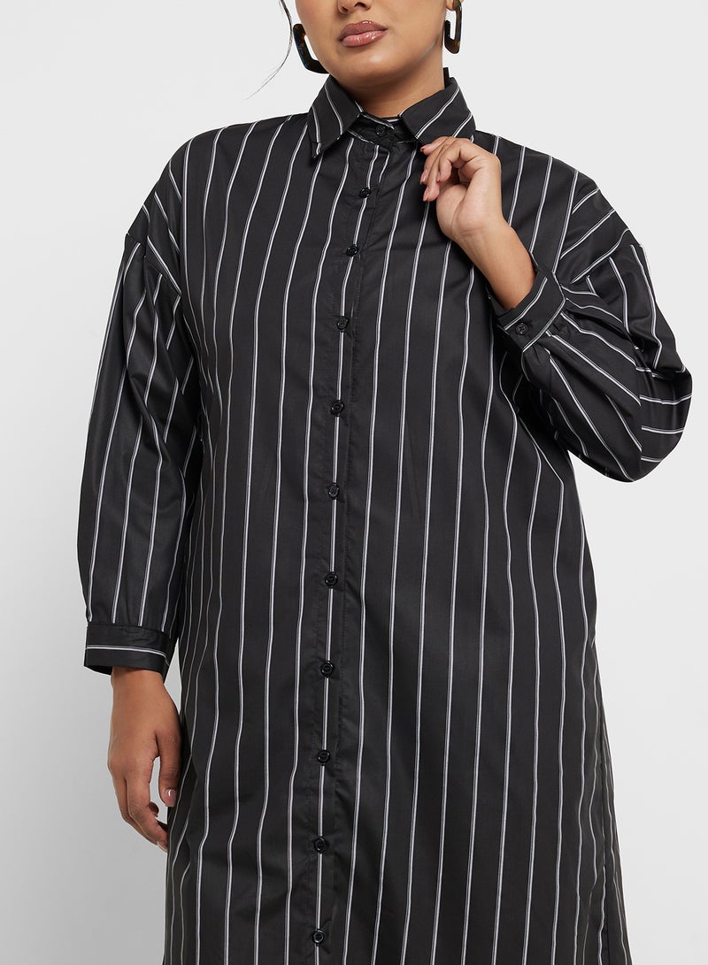 Ginger Plus Striped Shirt Midi Dress - Image 3