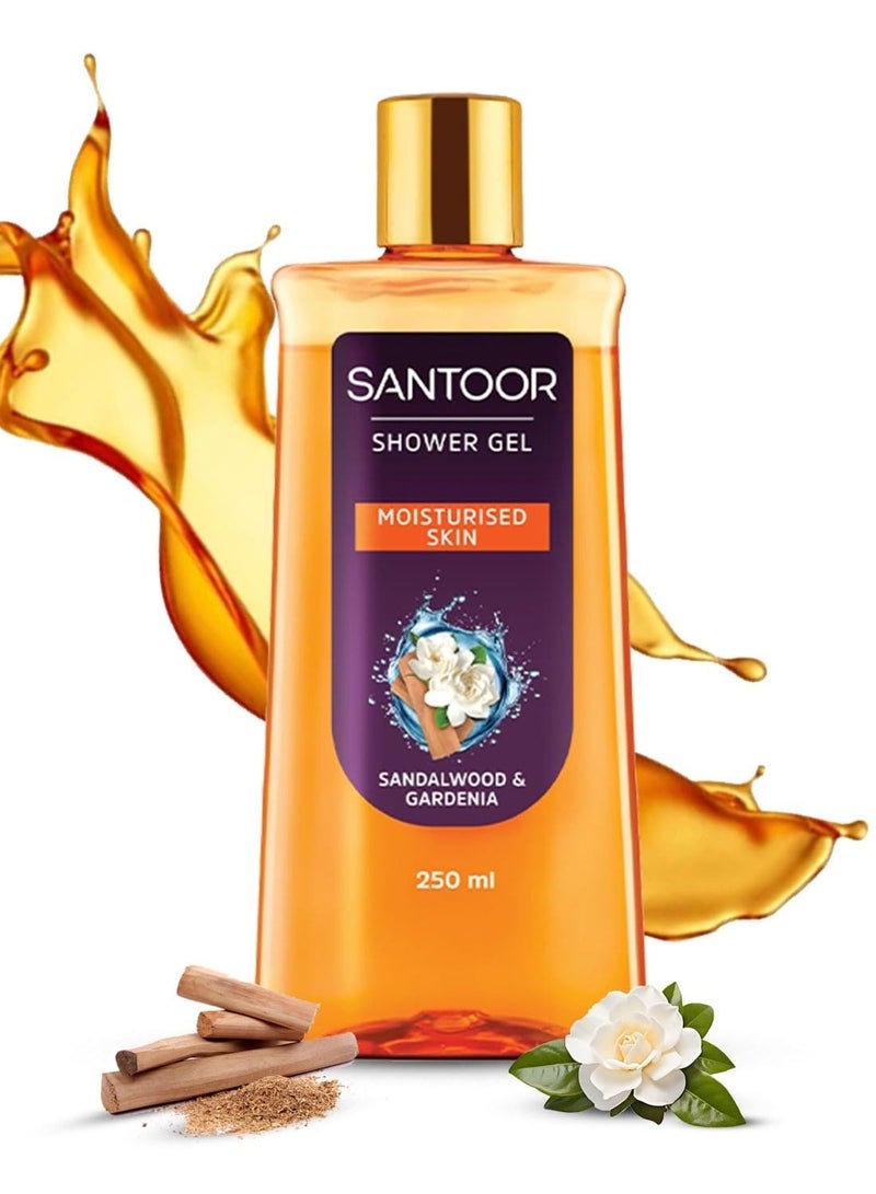 سانتور جل استحمام سانتور المرطب بخلاصة خشب الصندل الطبيعي والغاردينيا | للرجال والنساء | غسول للجسم مرطب بالجلسرين | مناسب لجميع أنواع البشرة | خالٍ من البارابين والسيليكون | 250 مل - Image 1