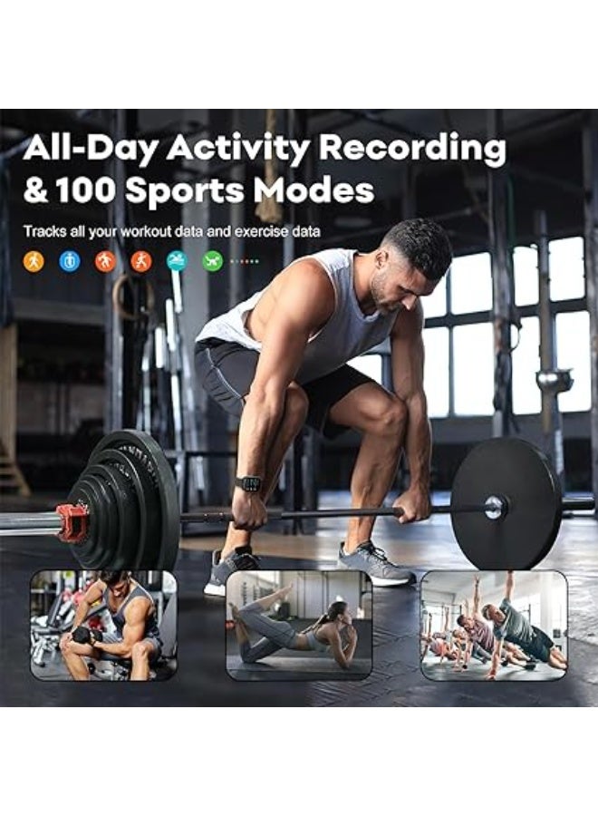 PEJE Smart Watches For Men,2.01" Curved Display,Bluetooth Calls,1ATM Waterproof,Monitors Spo2/Heart Rate/Sleep,123+ Sports Modes,Prayer Alerts & Arabic Support,350mah Battery,Ios/Android.(Black) - Image 2