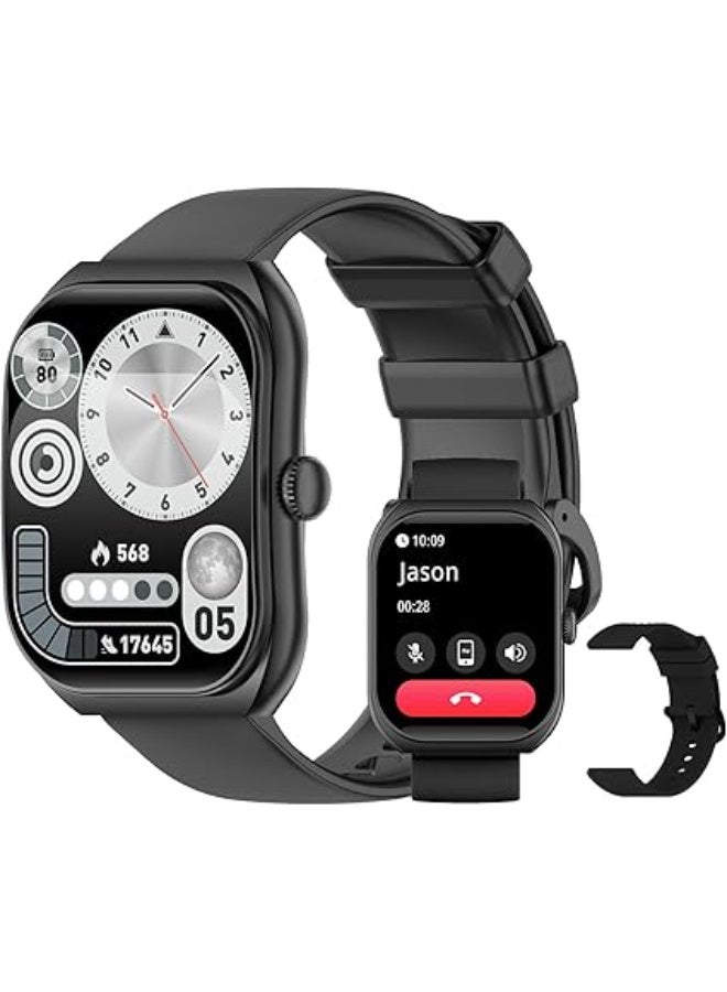 PEJE Smart Watches For Men,2.01" Curved Display,Bluetooth Calls,1ATM Waterproof,Monitors Spo2/Heart Rate/Sleep,123+ Sports Modes,Prayer Alerts & Arabic Support,350mah Battery,Ios/Android.(Black) - Image 1