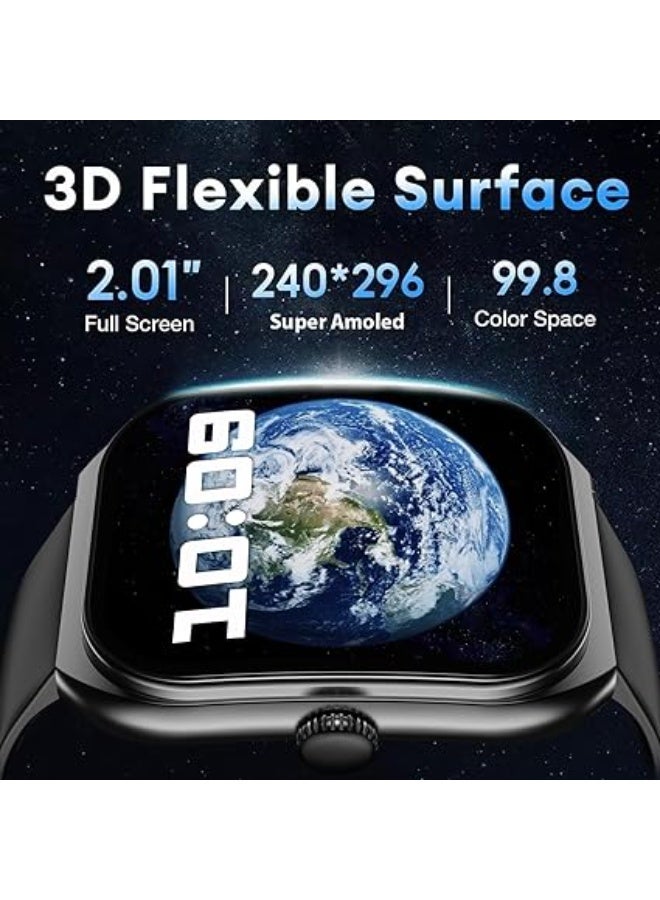 PEJE Smart Watches For Men,2.01" Curved Display,Bluetooth Calls,1ATM Waterproof,Monitors Spo2/Heart Rate/Sleep,123+ Sports Modes,Prayer Alerts & Arabic Support,350mah Battery,Ios/Android.(Black) - Image 4