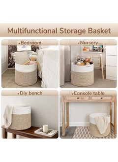 Goodpick Goodpick Woven Rope Basket 15.8 x 13.8 inches, Toy Storage Basket for Organizing, Blanket Basket Living Room, Cloth Basket Storage Bin for Playroom, Shoe Basket Organizer  - Image 4