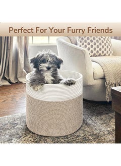 Goodpick Goodpick Woven Rope Basket 15.8 x 13.8 inches, Toy Storage Basket for Organizing, Blanket Basket Living Room, Cloth Basket Storage Bin for Playroom, Shoe Basket Organizer  - Image 5