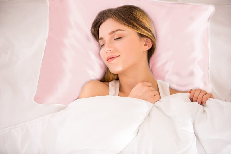 SHOPBEDDING Luxury Satin Pillowcase for Hair - King Satin Pillowcase with Zipper  Pink (Pillowcase Set of 2) - Blissford  - Image 5
