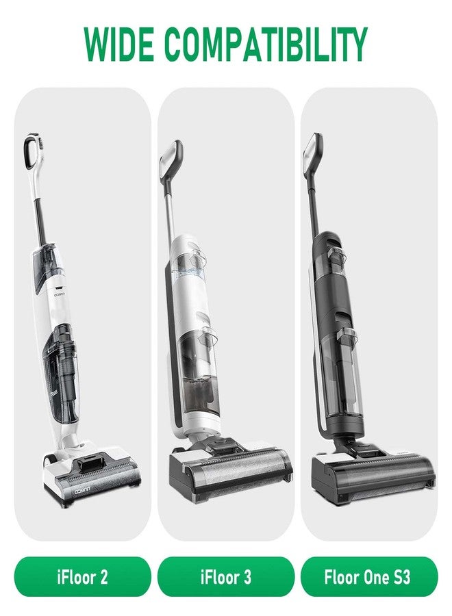 طقم استبدال فرشاة الأسطوانة Klypticfit متوافق مع مكنسة Tineco iFloor 2 و iFloor 3 و Floor One S3 اللاسلكية للتنظيف الجاف والرطب، عبوة من قطعتين من ملحقات فرشاة الأسطوانة البديلة، وفرشاة تنظيف واحدة - Image 2
