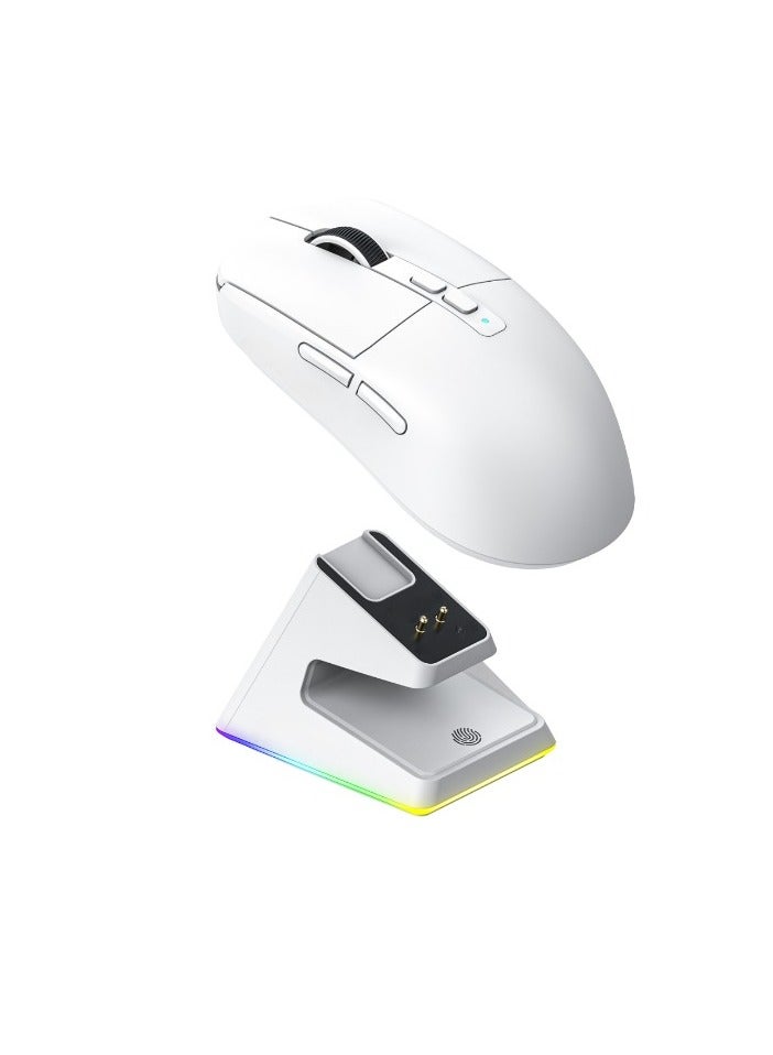 Bluetooth Mouse, Superlight Wireless Gaming Mouse, Portable Macro Gaming Mouse With Magnetic RGB Charging Dock, Durable Wireless Mouse For PC Computer Gaming And Work, (White) - Image 1