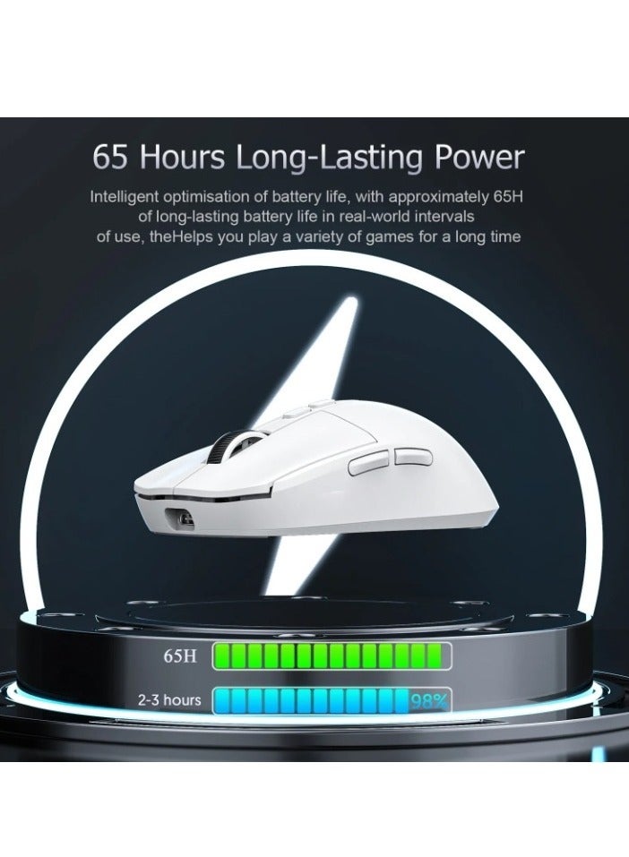 Bluetooth Mouse, Superlight Wireless Gaming Mouse, Portable Macro Gaming Mouse With Magnetic RGB Charging Dock, Durable Wireless Mouse For PC Computer Gaming And Work, (White) - Image 3