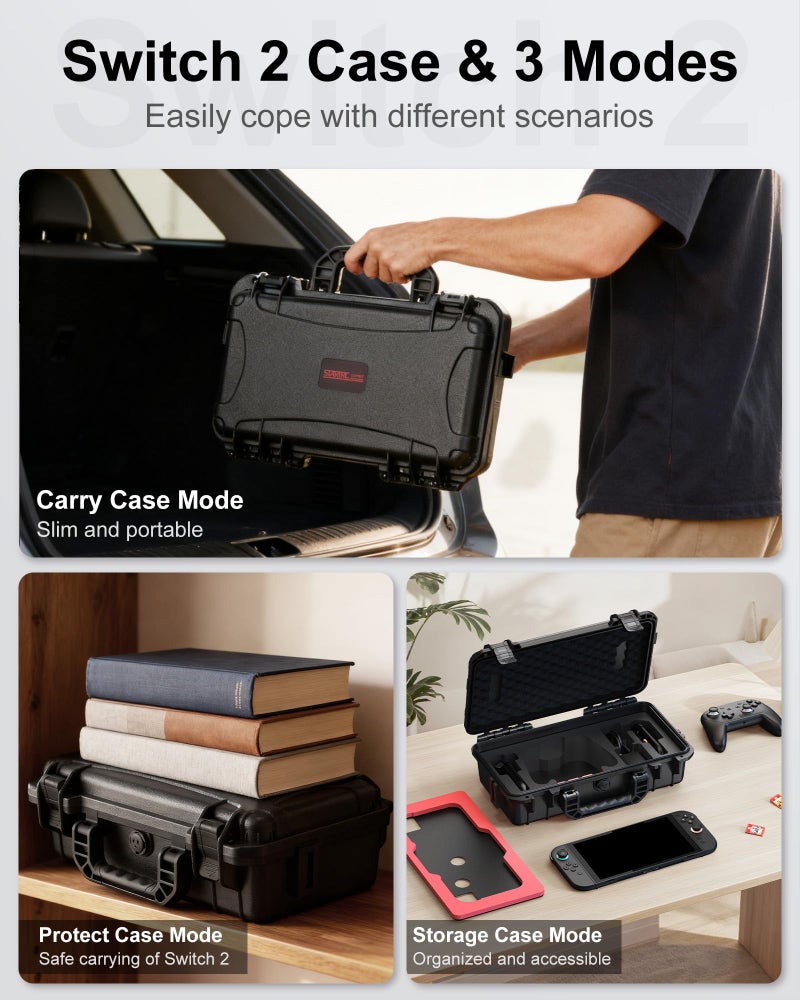 STARTRC GAMES Hard Carrying Case for Nintendo Switch 2, Waterproof Hard Travel Case for Nintendo Switch 2 Console, 2 Pro Controllers, 16 Game Cards and Other Accessories (Small) - Image 5
