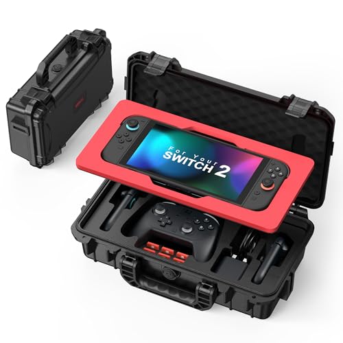 STARTRC GAMES Hard Carrying Case for Nintendo Switch 2, Waterproof Hard Travel Case for Nintendo Switch 2 Console, 2 Pro Controllers, 16 Game Cards and Other Accessories (Small) - Image 1