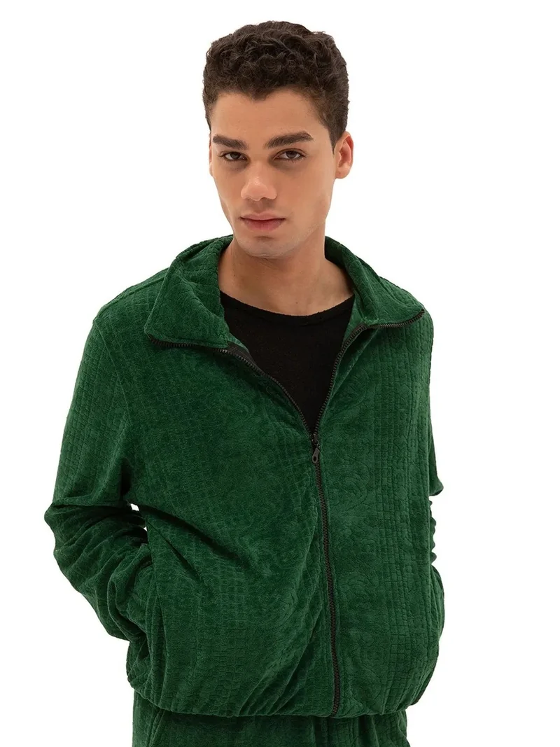 جيستو GIESTO Men's velvet zip-front sweatshirt