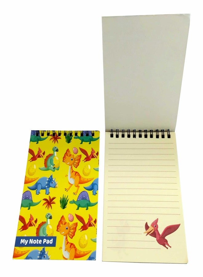 Omnipresent Pack Kids Dinosaur Printed Ruled Laminated Cover Colourful Notepad, 32 Pages, Set of 10 (Size: 5.8 x 4 inch) - Image 1